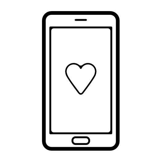 Mobile phone with a heart symbol on screen
