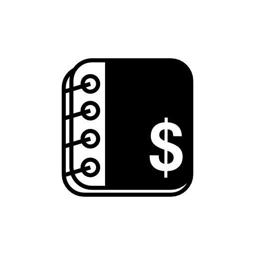 Accounting notebook with rings and dollars symbol