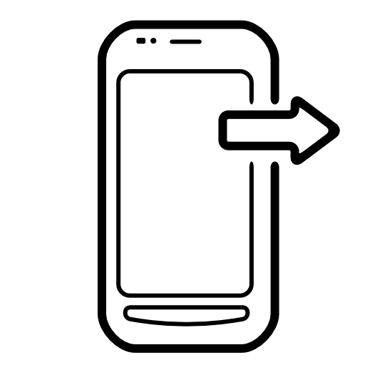 Mobile phone with an arrow pointing right