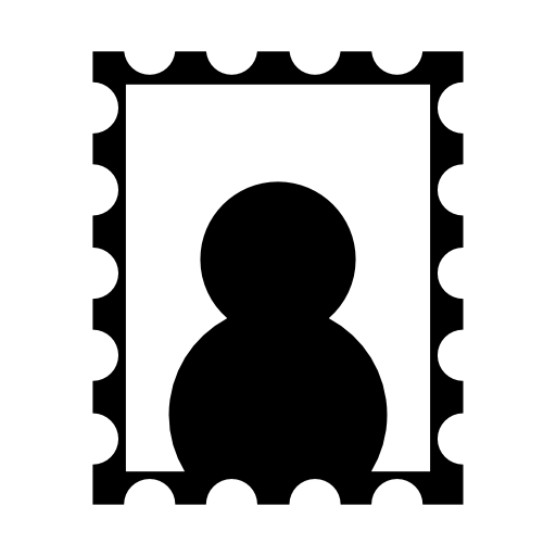 Postage stamp with person close up silhouette
