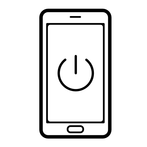 Power symbol on a mobile phone screen