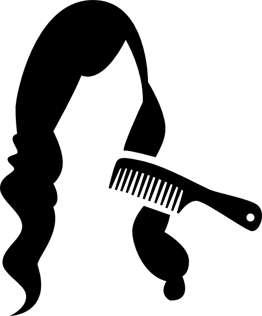 Comb on long dark female hair