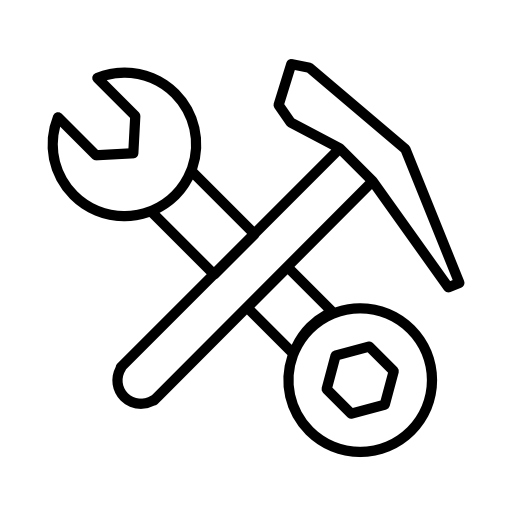 Double wrench tool and hammer forming a cross of outlines