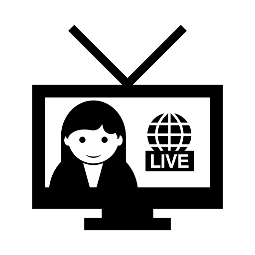 Female journalist with live news on tv