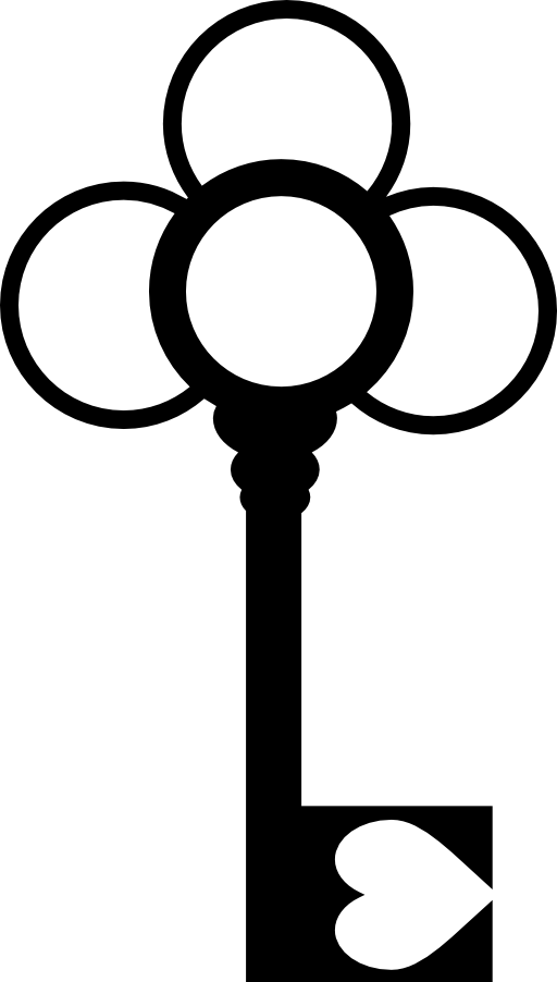 Flower design on a key with heart shape