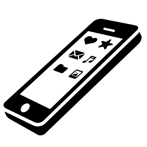 Cellphone perspective with apps icons on screen