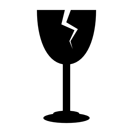 Wine glass with crack silhouette