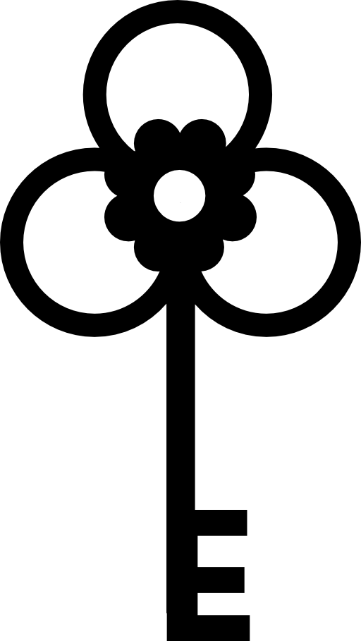 Key with flower shape on three leaves