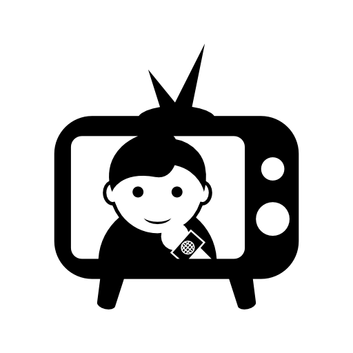 Journalism man on vintage tv monitor screen with antenna
