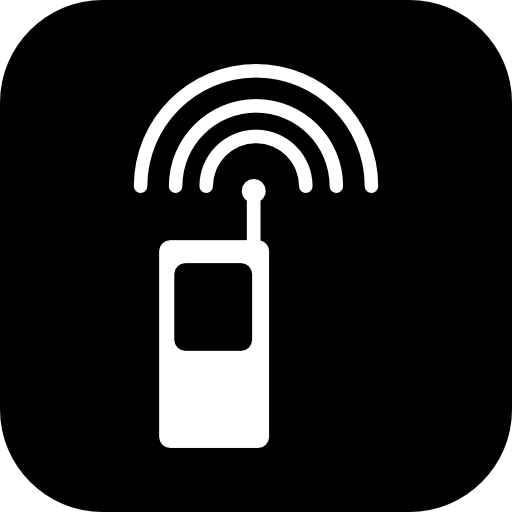 Cellphone with antenna and signal in a rounded square
