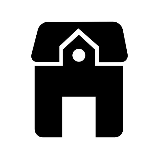House with big door silhouette