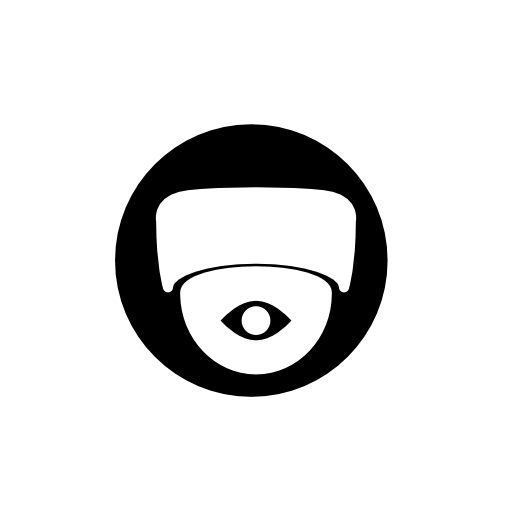 Surveillance video camera observation symbol in a circle