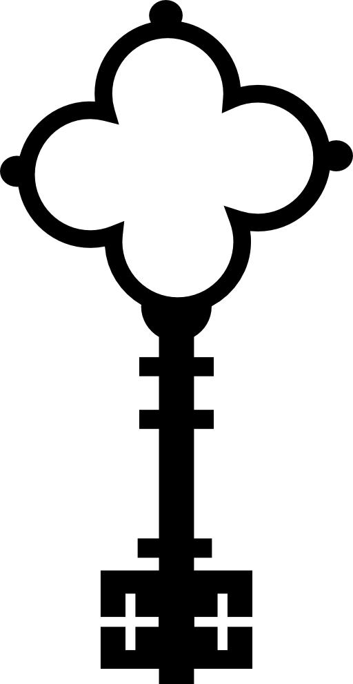 Flower shaped key with crosses of vintage elegant design