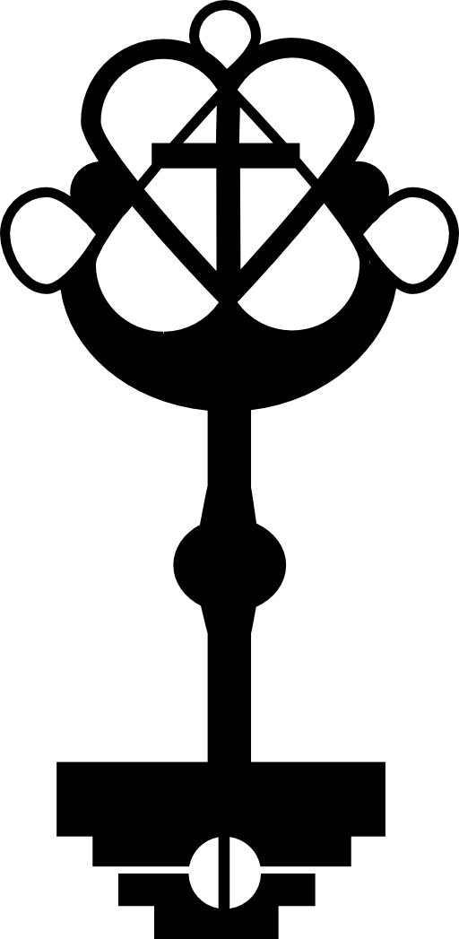 Key design with heart and cross