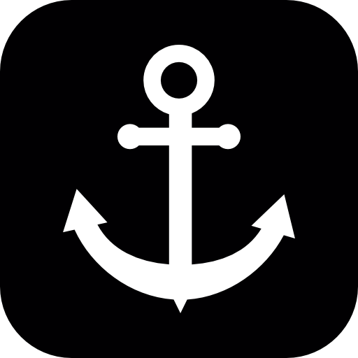 Anchor white shape inside a black rounded square