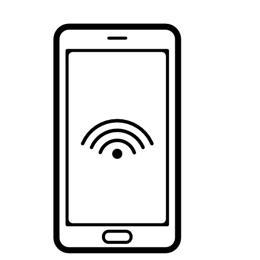 Mobile phone outline with wifi connection sign on screen