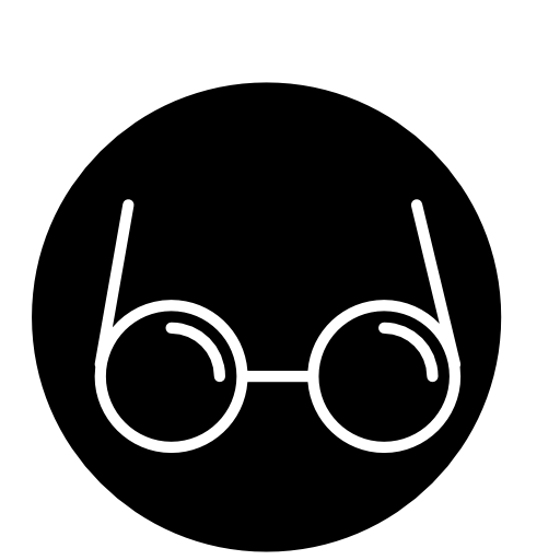 Eyeglasses of circular outline in a circle