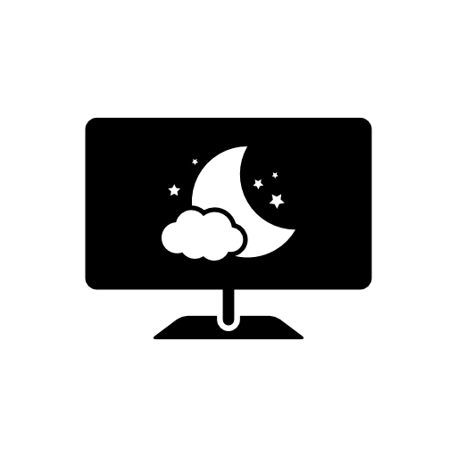 Computer sleep mode monitor screen symbol with a night image