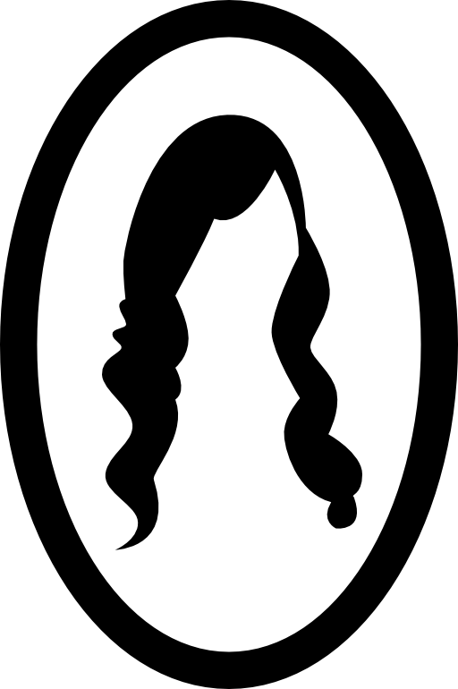 Long female hair image on oval mirror