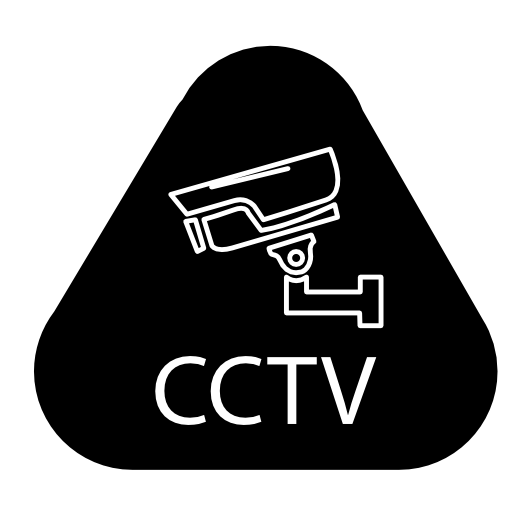 Surveillance cctv symbol in rounded triangle