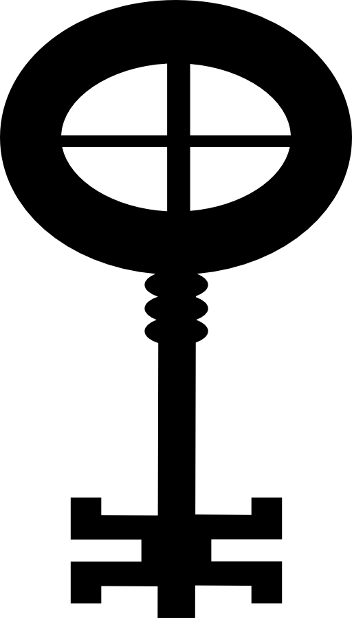 Key design with gross oval and a thin cross inside