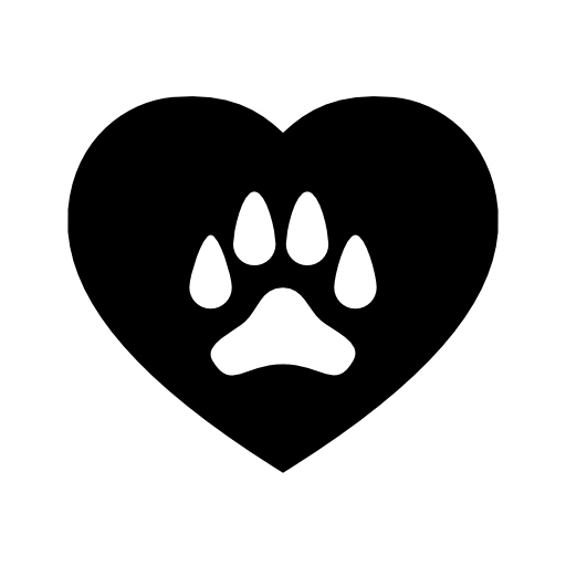 Dog paw on a heart