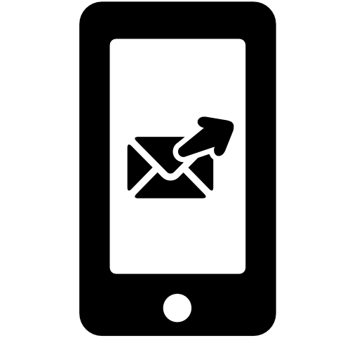 Closed envelope symbol with an arrow to right on phone screen