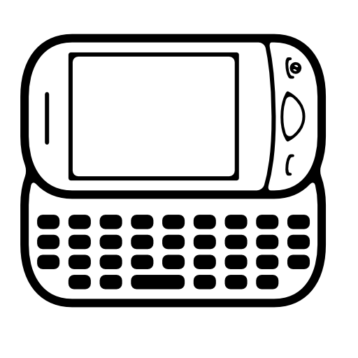 Mobile phone rounded variant with keyboard in horizontal position