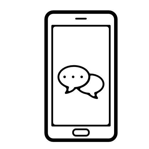 Speech bubble on mobile phone screen