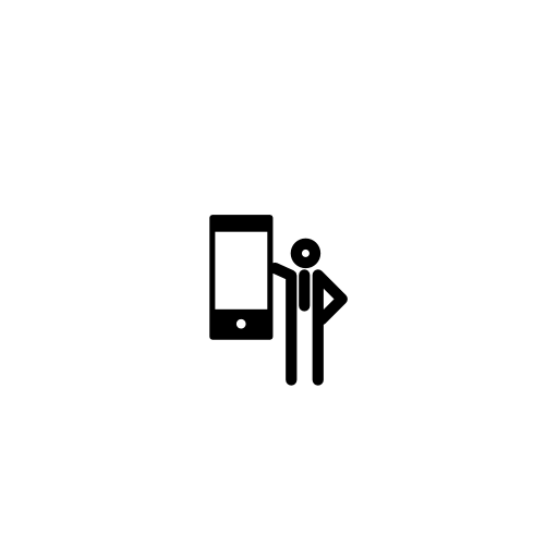 Person with a cellphone inside a circle