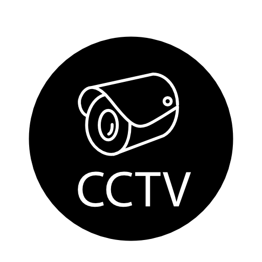CCTV Closed tv circuit surveillance symbol with video camera inside a circle