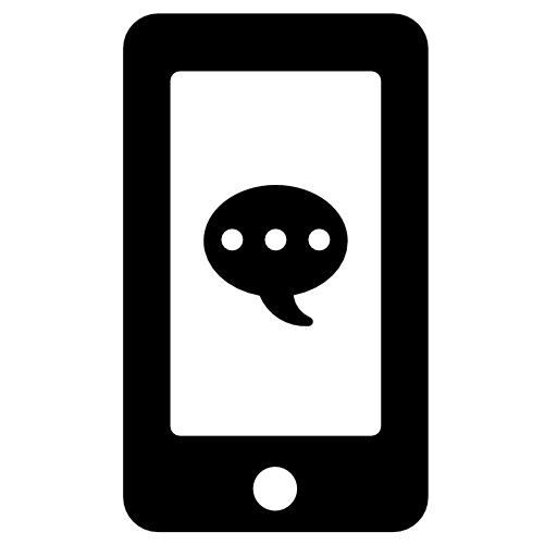 Speech bubble on mobile phone screen