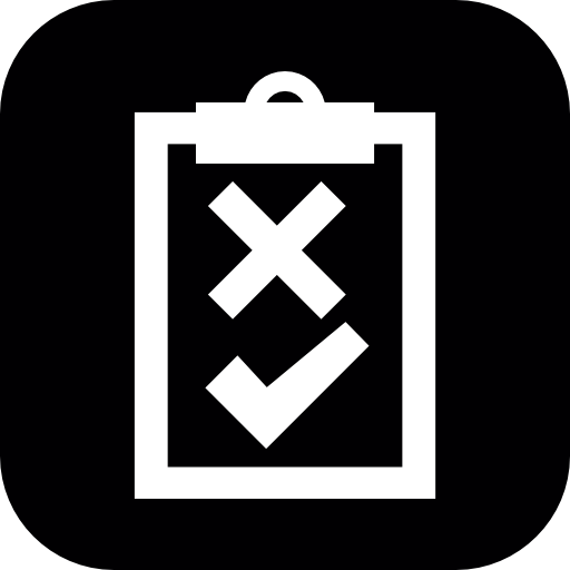 Clipboard with signs of cross and approval mark