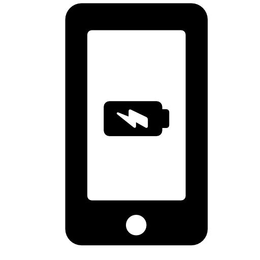 Full battery status symbol on mobile phone screen