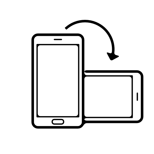 Rotating mobile phone from vertical to horizontal position