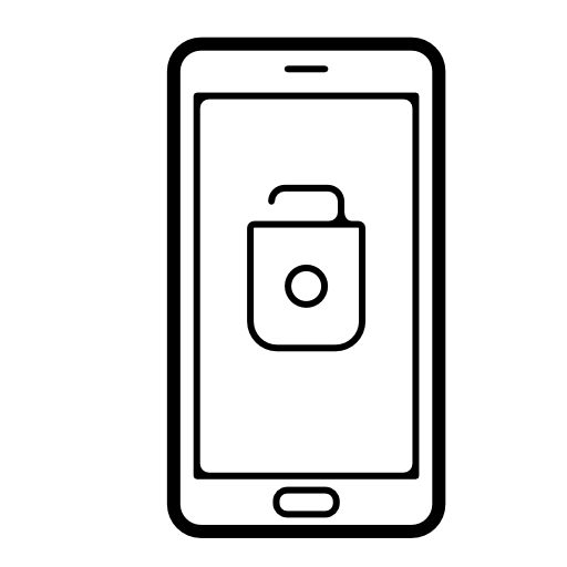 Unlocked padlock symbol on phone screen
