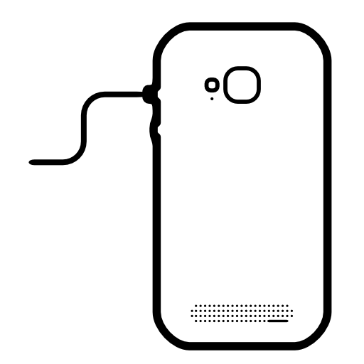 Phone back with cable and photo camera