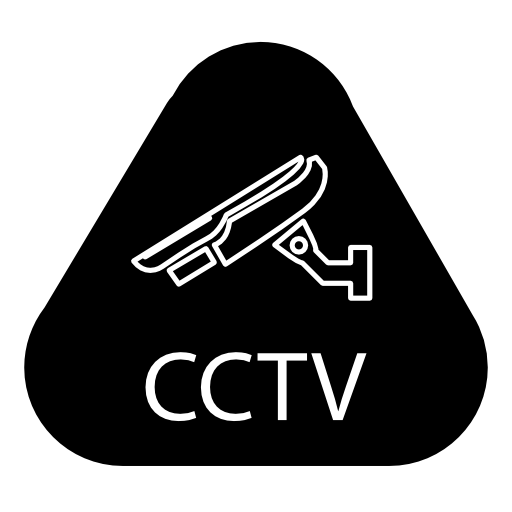 Surveillance camera in a triangular rounded shape with cctv letters
