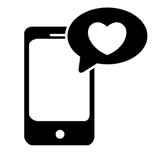 Love speech bubble with a heart of phone messages