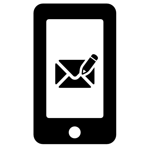 Write email message symbol on phone screen