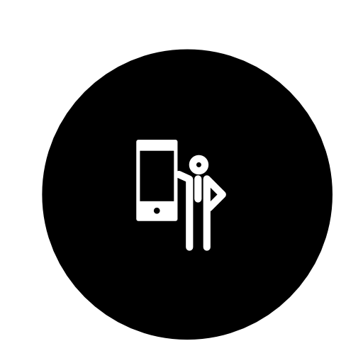 Person with a cellphone inside a circle