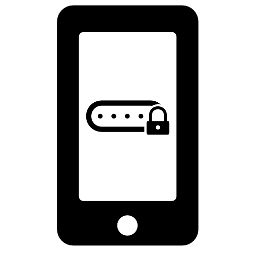Password protection symbol on phone screen