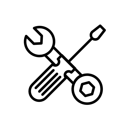 Wrench and bolt tool and screwdriver outline