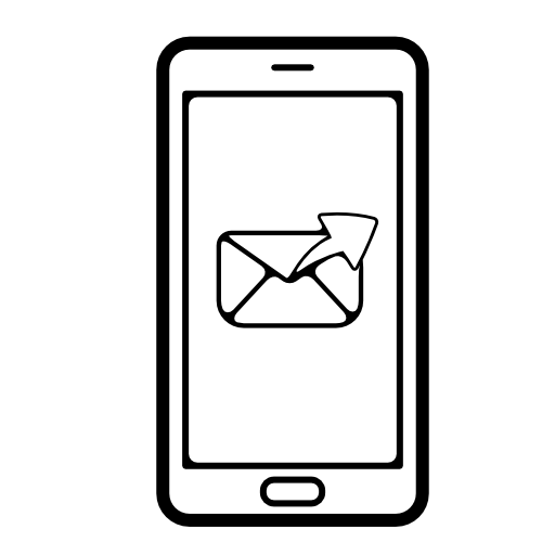 Closed envelope symbol with an arrow to right on phone screen