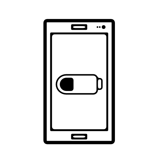 Cellphone with battery status symbol on screen