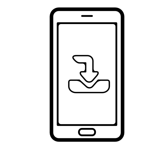 Mobile phone with down arrow sign on screen
