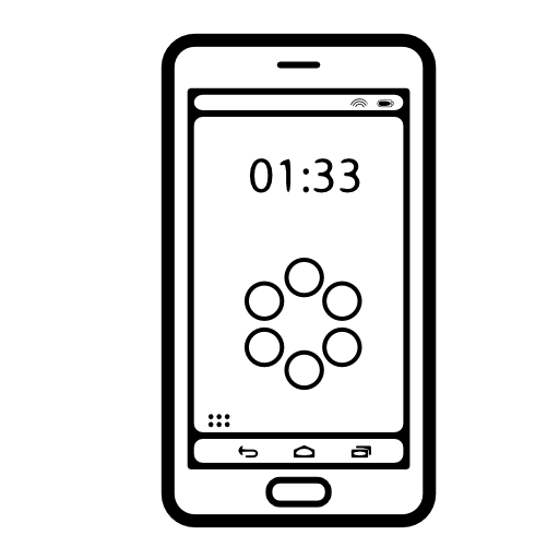 Mobile phone model with hour on screen