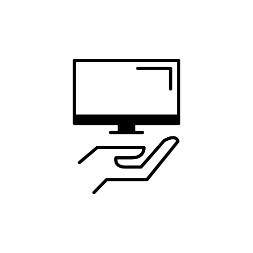 Hand showing a monitor of tv or computer