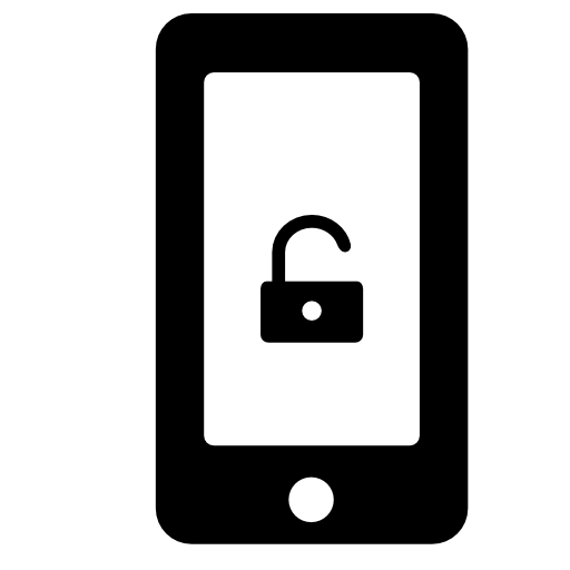 Unlocked padlock symbol on phone screen