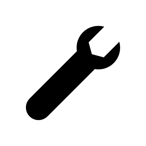 Wrench tool black shape silhouette rotated to right